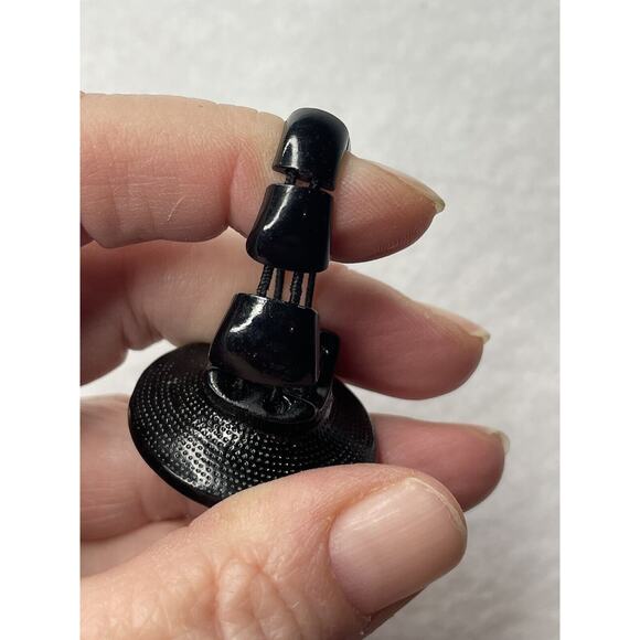 carved Bakelite Vtg Ring white compass rose on black chunky segmented stretchy - Picture 3 of 7